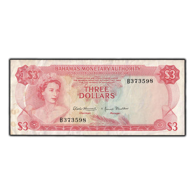 SOLD Bahamas 1968 $3 Note P #28