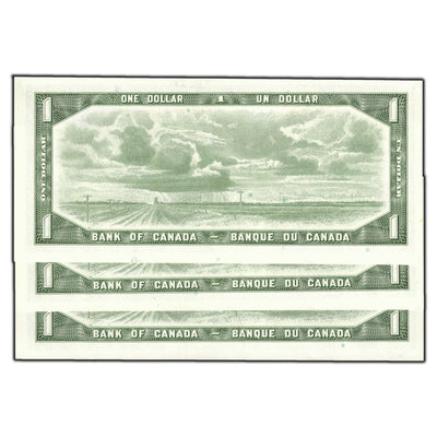 SOLD $1 1954 Bank of Canada Notes R/P Prefix BC-37b-i -3 Consecutive