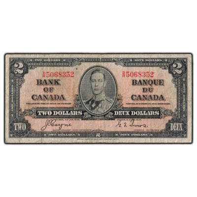 SOLD $2 1937 Bank of Canada Note Coyne-Towers D/R Prefix BC-22c - F-12