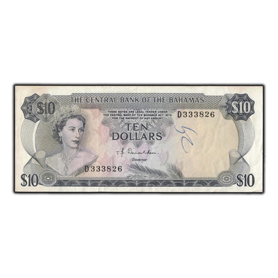 SOLD Bahamas 1974 $10 Note P #38a - Writing
