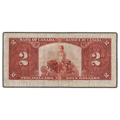 SOLD $2 1937 Bank of Canada Note Coyne-Towers D/R Prefix BC-22c - F-12
