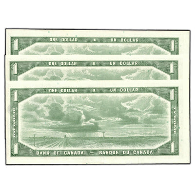 SOLD $1 1954 Bank of Canada Notes F/F Prefix BC-37b-i - 3 Consecutive
