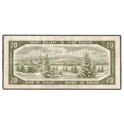 SOLD $20 1954 Bank Of Canada Note Devil Face D/E Prefix BC-33b - AU-50