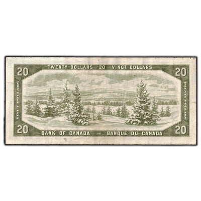 SOLD $20 1954 Bank Of Canada Note Beattie-Coyne K/E Prefix BC-41a - VF-30