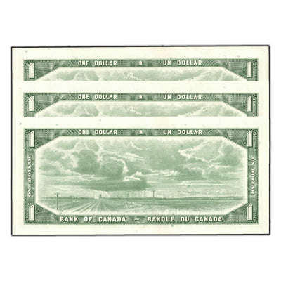 SOLD $1 1954 Bank of Canada Notes C/I Prefix BC-37d - 3 Consecutive