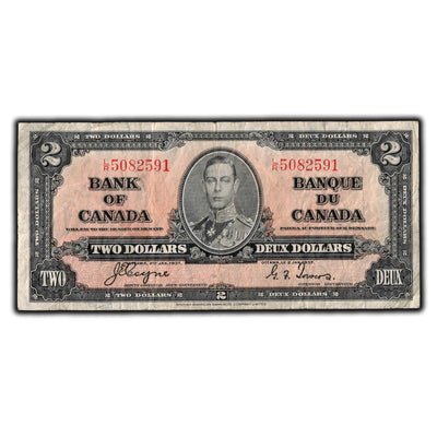 SOLD $2 1937 Bank of Canada Note Coyne-Towers L/R Prefix BC-22c - F-12