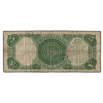 SOLD United States 1907 $5 Legal Tender "Woodchopper" Note - Hole