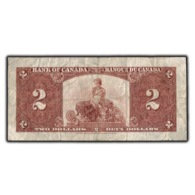 SOLD $2 1937 Bank of Canada Note Coyne-Towers L/R Prefix BC-22c - F-12
