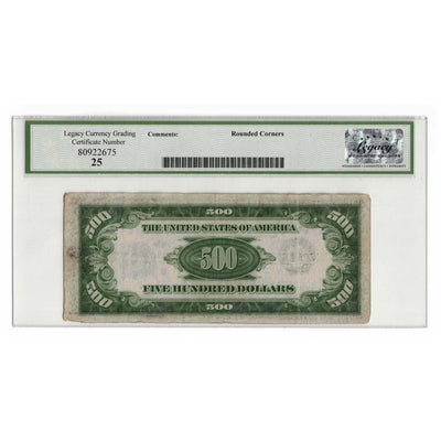 SOLD United States 1934-A Mule $500 Federal Reserve Note Fr. 2202m-D - Legacy VF-25