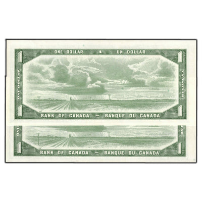 SOLD $1 1954 Bank Of Canada Notes *B/M Replacement Prefix BC-37bA-i - 2 Consec with Error