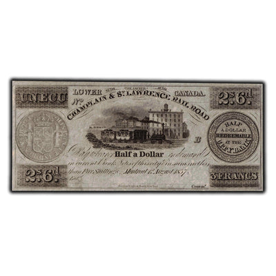 SOLD Ecu / 2 Shilling 6 Pence 1837 Champlain & St. Lawrence Banknote - Remainder