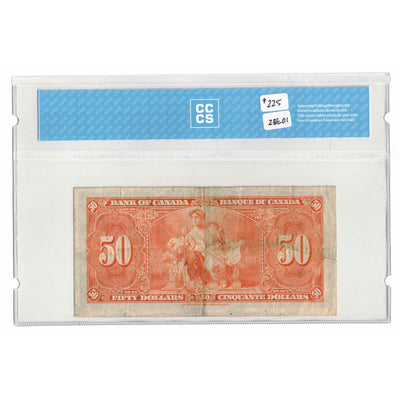 SOLD 1937 $50 Bank of Canada Note Gordon-Towers B/H Prefix BC-26b - CCCS VF-20