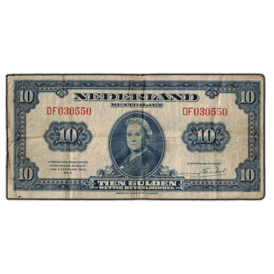 SOLD Netherlands 1943 10 Gulden Note P #66