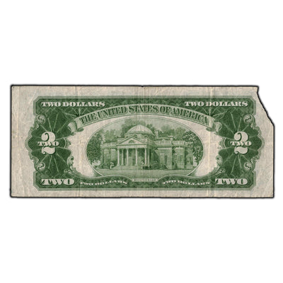 SOLD United States 1928-D $2 Red Seal Note - Missing Corner/Writing