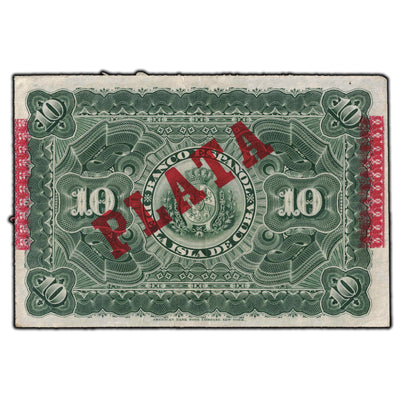 SOLD Cuba 1896 10 Pesos Note P #49d