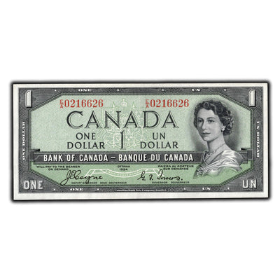 SOLD $1 1954 Bank of Canada Note Devil Face E/A Prefix BC-29a - AU