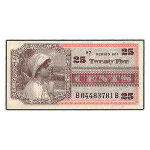 SOLD United States Series 661 25 Cents Military Payment Certificate P #M66