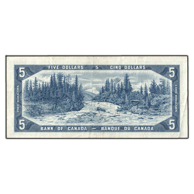 SOLD $5 1954 Bank of Canada Note Beattie-Rasminsky *S/S Prefix BC-39bA - VF-30
