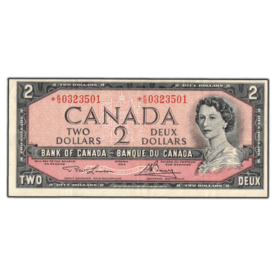 SOLD $2 1954 Bank of Canada Note *K/G Replacement Prefix BC-38dA