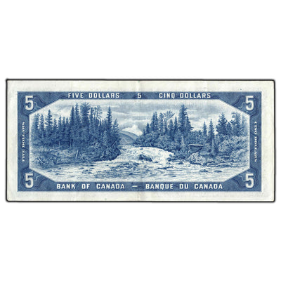 SOLD $5 1954 Bank of Canada Note Devil Face F/C Prefix BC-31b - VF-30