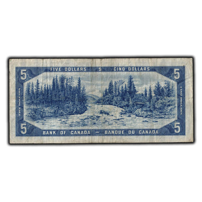 SOLD $5 1954 Bank of Canada Note Devil Face B/C Prefix BC-31a - F-12 (writing)