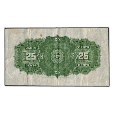 SOLD 25 Cents 1923 Dominion of Canada Shinplaster Note DC-24b - VF-20 (light staining)