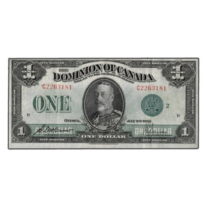 SOLD $1 1923 Dominion of Canada Note Green Seal Series C DC-25j - Crisp About EF