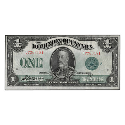 SOLD $1 1923 Dominion of Canada Note Green Seal Series C DC-25j - Crisp About EF