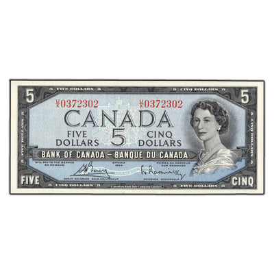 SOLD $5 1954 Bank of Canada Note Bouey-Rasminsky U/X Prefix BC-39c - Ch UNC