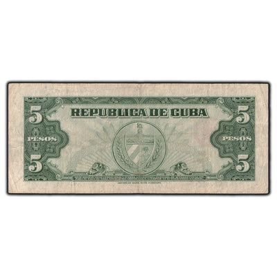 SOLD Cuba 1960 5 Pesos Note P #92a