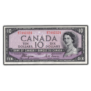 SOLD $10 1954 Bank of Canada Note Devil Face B/D Prefix BC-32a - Choice Uncirculated
