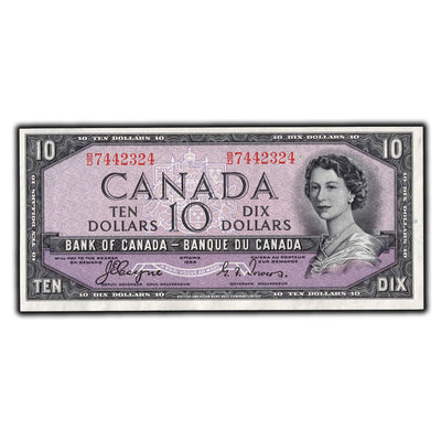 SOLD $10 1954 Bank of Canada Note Devil Face B/D Prefix BC-32a - Choice Uncirculated