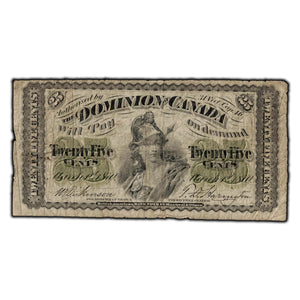 SOLD 25 Cents 1870 Dominion of Canada Shinplaster Note DC-1c - VG-8