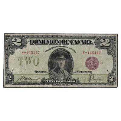 SOLD $2 1923 Dominion of Canada Note Bronze Seal Series K DC-26e - F-12