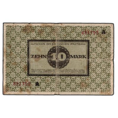 SOLD Germany Nuremberg 1918 10 Mark Notgeld Note