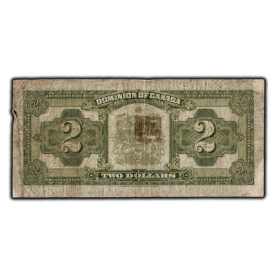 SOLD $2 1923 Dominion Of Canada Note Red Seal Series C DC-26b - Edge Damage