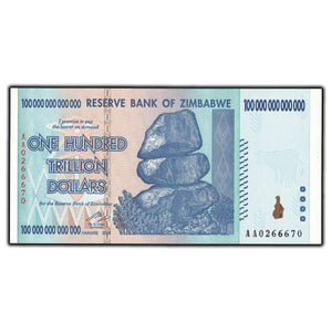 SOLD Zimbabwe 2008 100 Trillion Dollar Banknote P #91 - Uncirculated