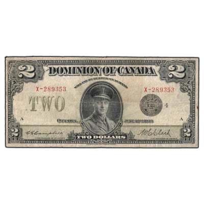 SOLD $2 1923 Dominion of Canada Note Black Seal Series X DC-26l