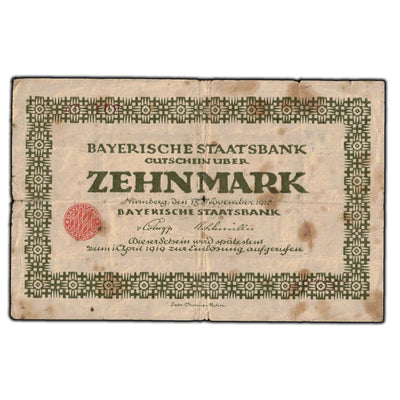 SOLD Germany Nuremberg 1918 10 Mark Notgeld Note