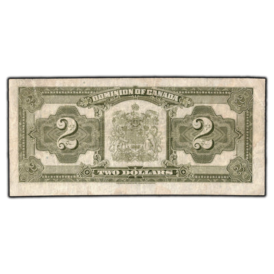 SOLD $2 1923 Dominion of Canada Note Blue Seal Series S DC-26i - Circulated