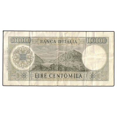 SOLD Italy 1970 100,000 Lire Note P #100 - Tear
