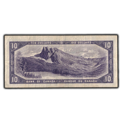 SOLD $10 1954 Bank of Canada Note Devil Face B/D Prefix BC-32a - F-12