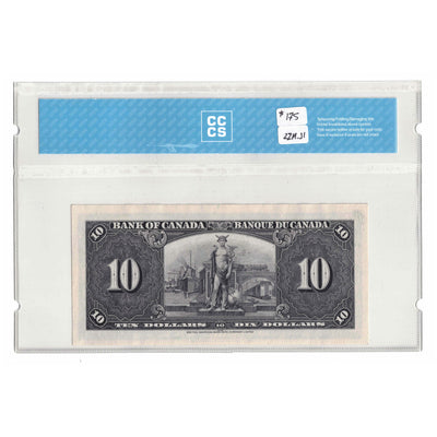 SOLD $10 1937 Bank of Canada Note Gordon-Towers T/D Prefix BC-24b - CCCS UNC-63