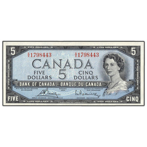 SOLD $5 1954 Bank of Canada Note Bouey-Rasminsky S/X Prefix BC-39c - UNC