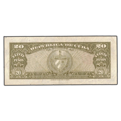 SOLD Cuba 1949 20 Pesos Note P #80a