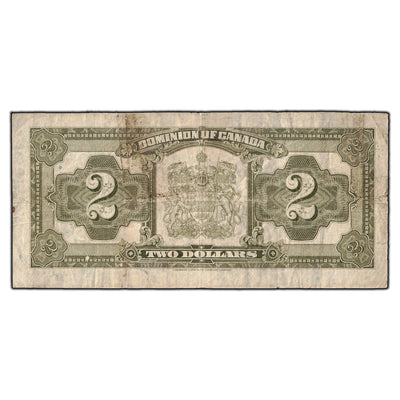SOLD $2 1923 Dominion of Canada Note Black Seal Series X DC-26l