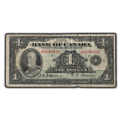 SOLD $1 1935 Bank Of Canada Note Series A BC-1 - Small Tear