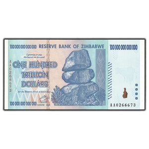 SOLD Zimbabwe 2008 100 Trillion Dollar Banknote P #91 - Uncirculated