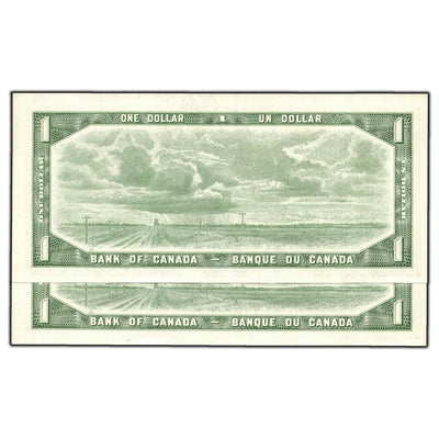 SOLD $1 1954 Bank of Canada Notes D/I Prefix BC-37d - 2 Consecutive