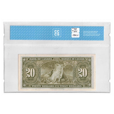 SOLD $20 1937 Bank of Canada Note Coyne-Towers K/E Prefix BC-25c - CCCS UNC-60
